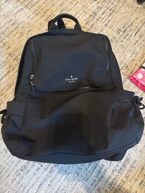 kate spade Black Nylon Backpack with Front Zip Pocket